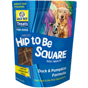 Lucy Pet Products Hip To Be Square Duck & Pumpkin Formula Grain-Free Dog Treats, 6-oz Bag