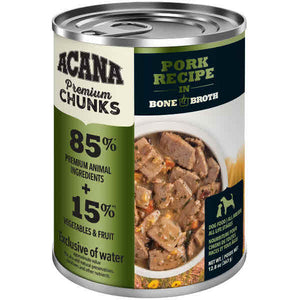 Acana Premium Chunks Pork Recipe in Bone Broth Canned Dog Food, 12.8-oz, Case of 12