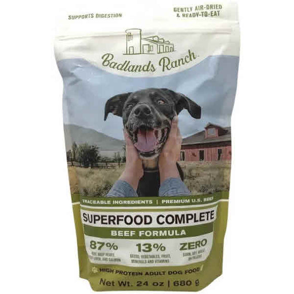 Badlands Ranch Superfood Complete Air-Dried Beef Formula Dog Food, 24-oz