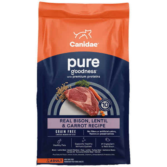 CANIDAE PURE Limited Ingredient Bison, Lentil & Carrot Recipe Dry Dog Food, 4-lb