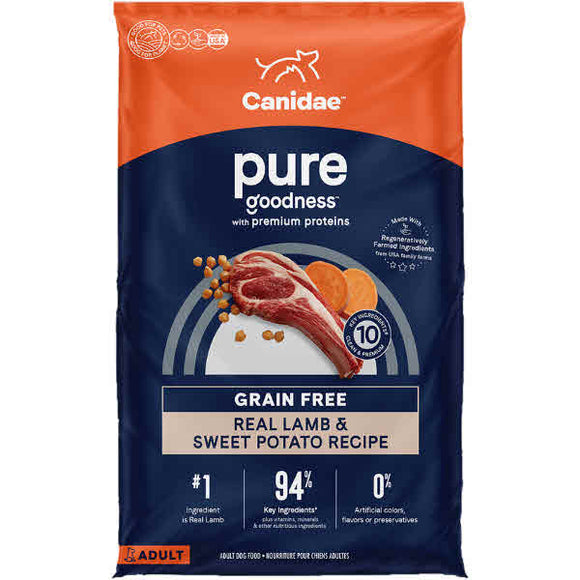 CANIDAE Pure Real Lamb & Sweet Potato Recipe Adult Dry Dog Food, 24-lb
