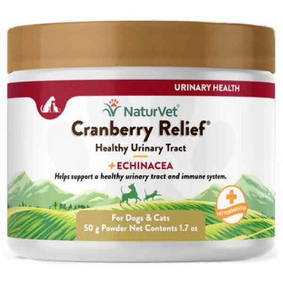 NaturVet Cranberry Relief Urinary Support Dog & Cat Powder Supplement, 50-g Jar