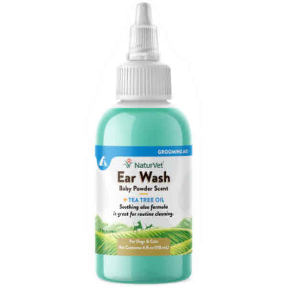 NaturVet Ear Wash Liquid Plus Tea Tree Oil, 4-oz Bottle