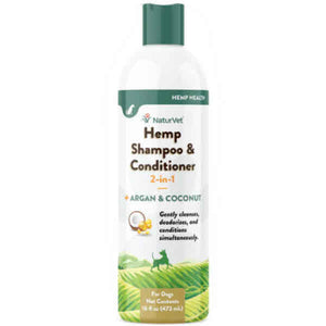 NaturVet Hemp 2-in-1 Dog Shampoo & Conditioner with Argan & Coconut, 16-oz Bottle