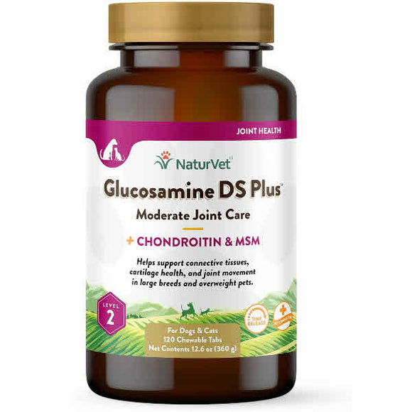 NaturVet Moderate Care Glucosamine DS Level 2 Max Formula Dog Tablets, 120 Count