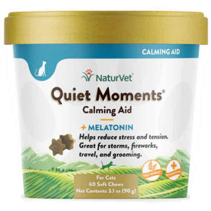 NaturVet Quiet Moments Calming Aid Plus Melatonin Cat Soft Chews, 60 Count