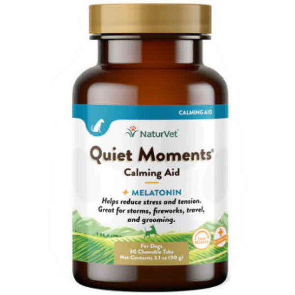 NaturVet Quiet Moments Calming Aid Plus Melatonin Dog Tablets, 30 Count