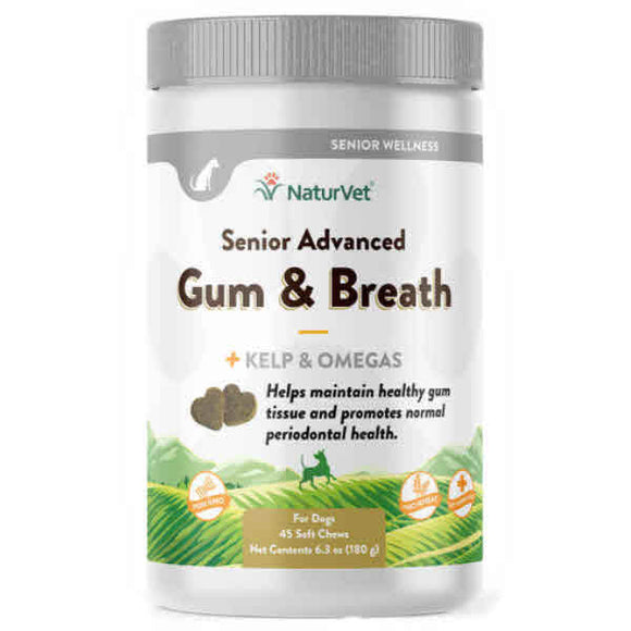 NaturVet Senior Advanced Gum & Breath Soft Chews Dog Supplement, 45 Count