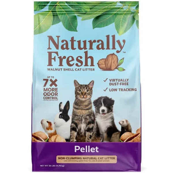 Naturally Fresh Pellet Unscented Non-Clumping Walnut Cat Litter, 26-lb
