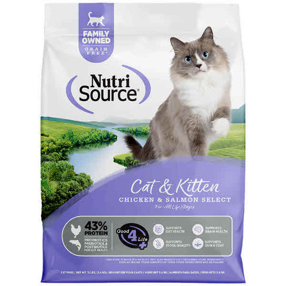 NutriSource Cat and Kitten Formula Chicken & Salmon Complete Dry Food, 6.6-lb