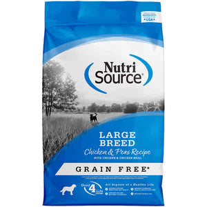 NutriSource Dog Dry Food Large Breed Grain Free Chicken & Peas, 26-lb