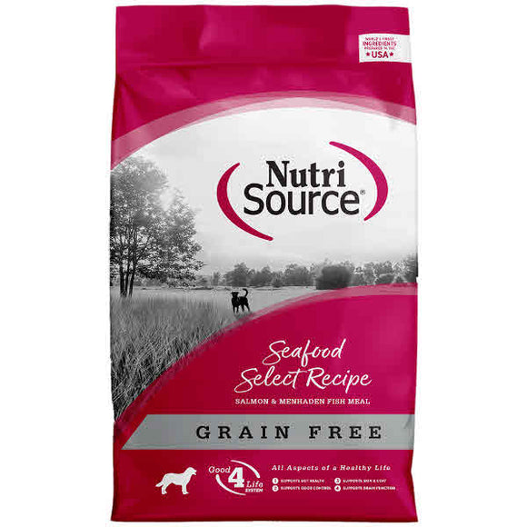 NutriSource Dog Dry Food Seafood Select Grain Free Salmon, 5-lb