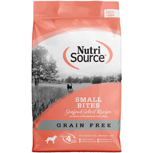 NutriSource Dog Dry Food Seafood Select Small Bite Grain Free Salmon, 5-lb