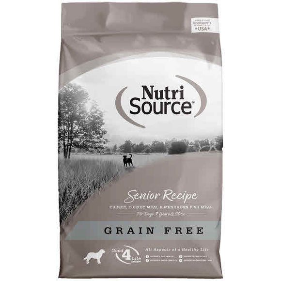 NutriSource Dog Dry Food Senior Grain Free Turkey & Whitefish, 15-lb