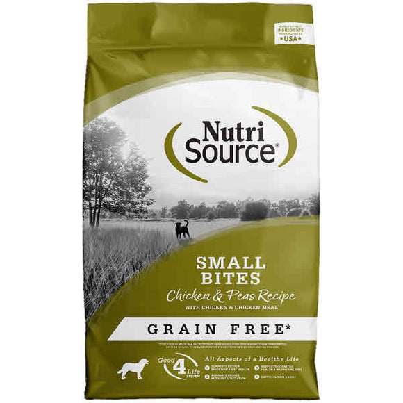 NutriSource Dog Dry Food Small Bite Grain Free Chicken & Peas, 5-lb