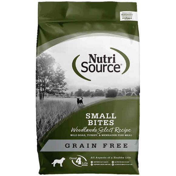 NutriSource Dog Dry Food Woodlands Grain Free Small Bite Boar & Turkey, 5-lb