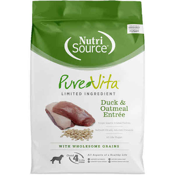 Pure Vita Dog Dry Food Duck & Oatmeal, 5-lb