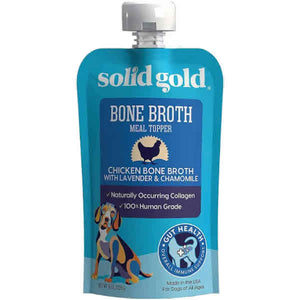 Solid Gold Chicken Bone Broth with Lavender & Chamomile Dog Food Topper, 8-oz Pouch