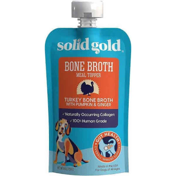 Solid Gold Turkey Bone Broth with Pumpkin & Ginger Dog Food Topper, 8-oz Pouch