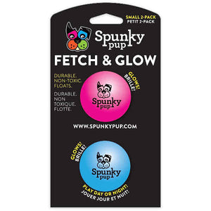 Spunky Pup Fetch & Glow Ball Dog Toy, 2 Count, Assorted Colors