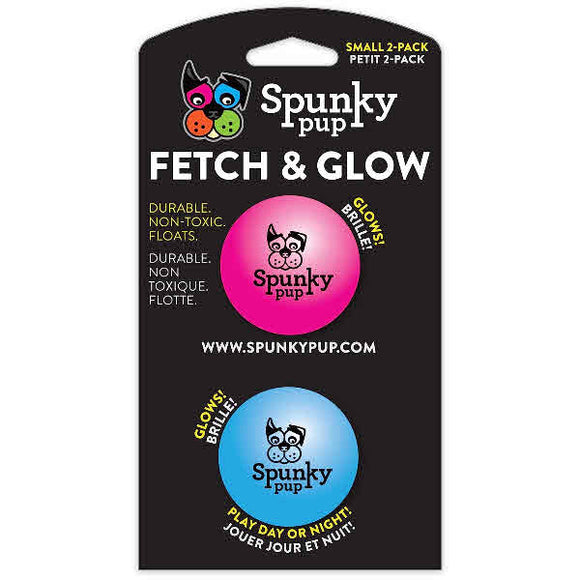 Spunky Pup Fetch & Glow Ball Dog Toy, 2 Count, Assorted Colors