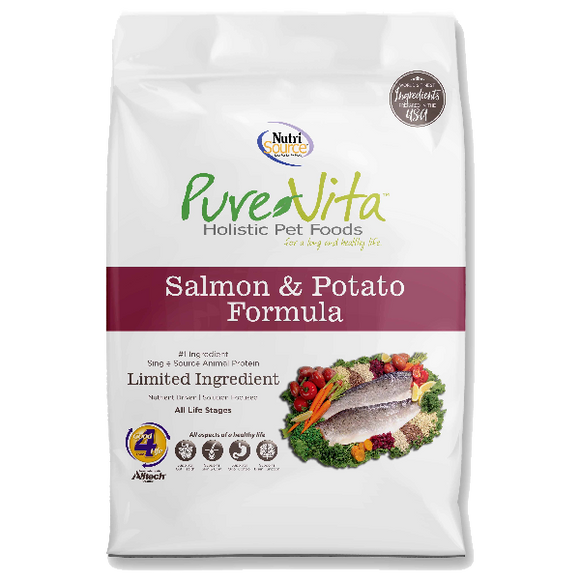 Pure Vita Dog Dry Salmon & Potato, 15-lb