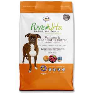 Pure Vita Dog Dry Grain Free Venison & Red Lentils, 15-lb