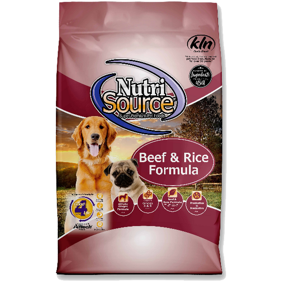 NutriSource Dog Dry Beef & Brown Rice, 15-lb