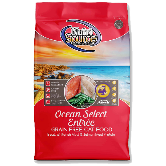 NutriSource Cat Dry Ocean Grain Free Trout, 15-lb