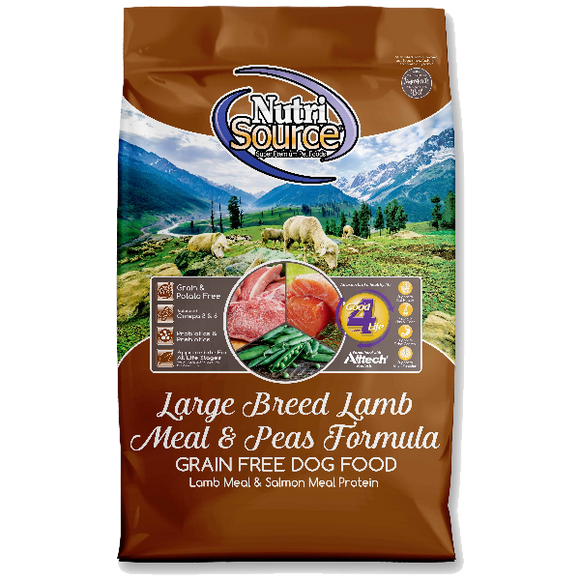 NutriSource Dog Dry Large Breed Grain Free Lamb & Peas, 30-lb