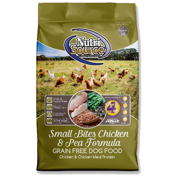NutriSource Dog Dry Small Bite Grain Free Chicken & Peas, 5-lb