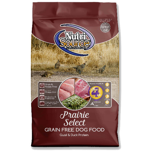 NutriSource Dog Dry Prairie Grain Free Quail Duck & Turkey, 26-lb