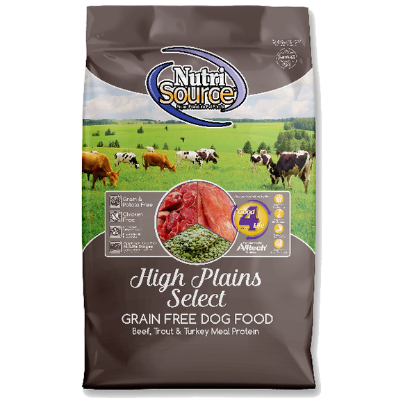 NutriSource Dog Dry High Plains Grain Free Beef & Trout, 26-lb