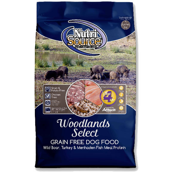 NutriSource Dog Dry Woodlands Grain Free Boar & Turkey, 26-lb