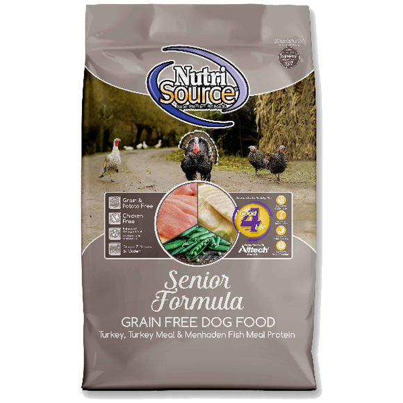 NutriSource Dog Dry Senior Grain Free Turkey & Whitefish, 26-lb