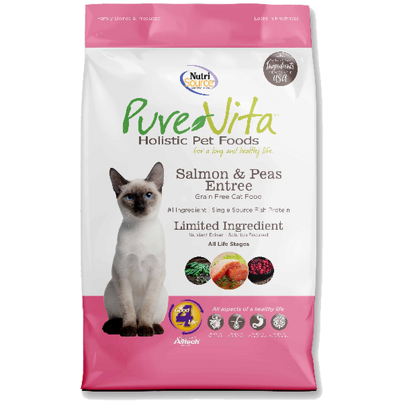 Pure Vita Cat Dry Grain Free Salmon, 2.2-lb