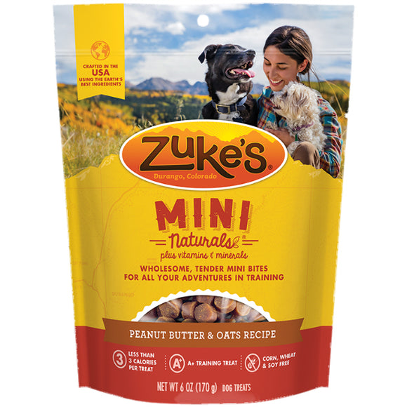 Zuke's Mini Naturals Peanut Butter & Oats Recipe Training Dog Treats, 6-oz