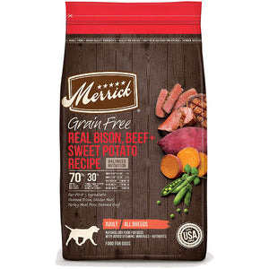 Merrick Real Bison, Beef & Sweet Potato Recipe Grain-Free Dry Dog Food, 22-lb
