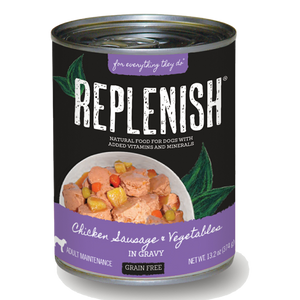 Replenish Chicken Sausage & Vegetables in Gravy Can Dog Food (12 Pack)