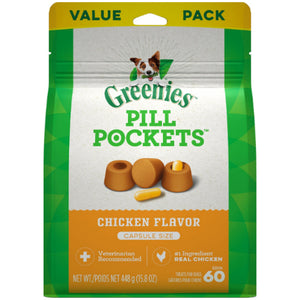 Greenies Pill Pockets Canine Chicken Flavor Dog Treats, 60 Capsule Size