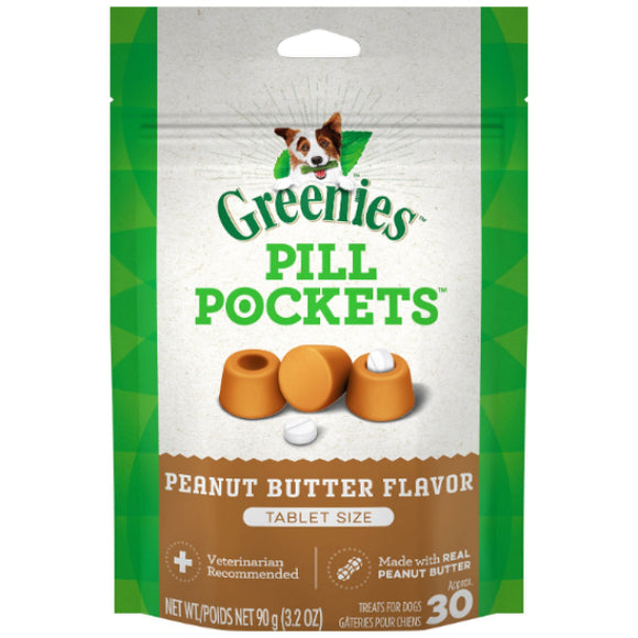 Greenies Pill Pockets Canine Real Peanut Butter Flavor Dog Treats, 30 Tablet Size