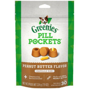 Greenies Pill Pockets Canine Real Peanut Butter Flavor Dog Treats, 30 Capsule Size