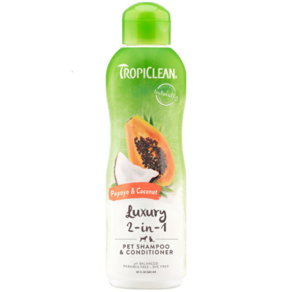 TropiClean Luxury 2 in 1 Papaya & Coconut Pet Shampoo and Conditioner
