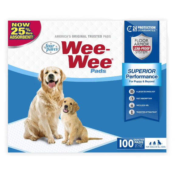 Wee-Wee Absorbent Dog Pads, 100 Pack