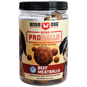 Boss Dog Proballs Probiotic Infused Beef Meatballs Freeze Dried Dog Treats, 6-oz Jar