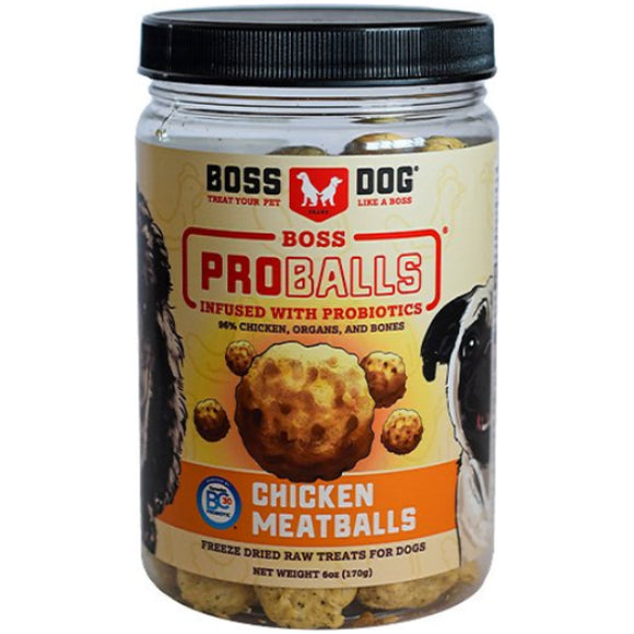 Boss Dog Proballs Probiotic Infused Chicken Meatballs Freeze Dried Dog Treats, 6-oz Jar