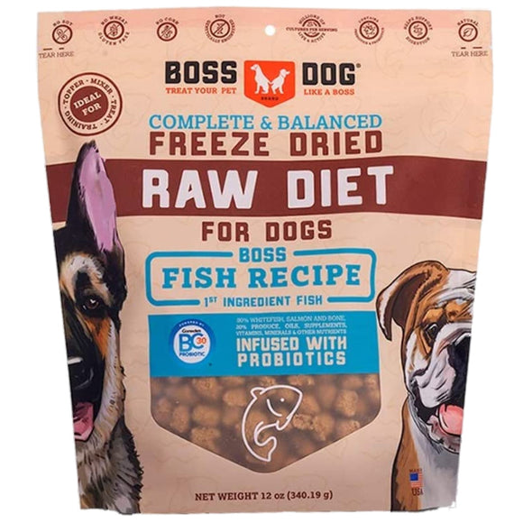 Boss Dog Freeze Dried Raw Diet Fish Recipe Dog Food, 12-oz
