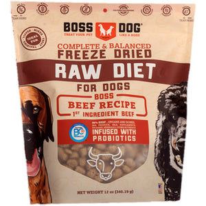 Boss Dog Freeze Dried Raw Diet Beef Recipe Dog Food, 12-oz