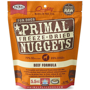 Primal Beef Formula Nuggets Grain-Free Raw Freeze-Dried Dog Food, 5.5-oz