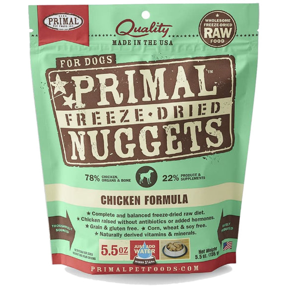 Primal Chicken Formula Nuggets Grain-Free Raw Freeze-Dried Dog Food, 5.5-oz